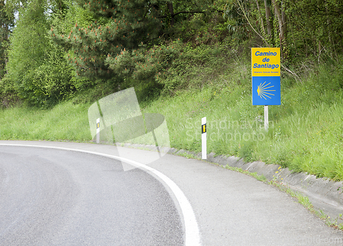 Image of Road sign of Camino de Santiago