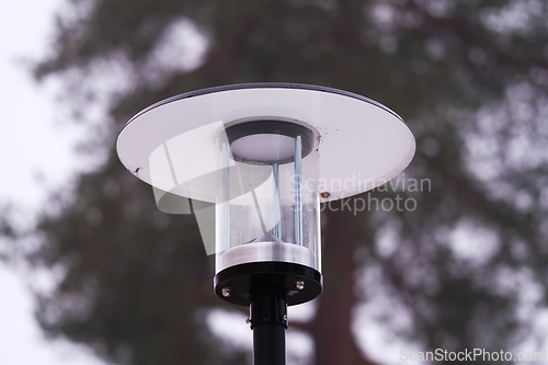 Image of A modern street lamp outside