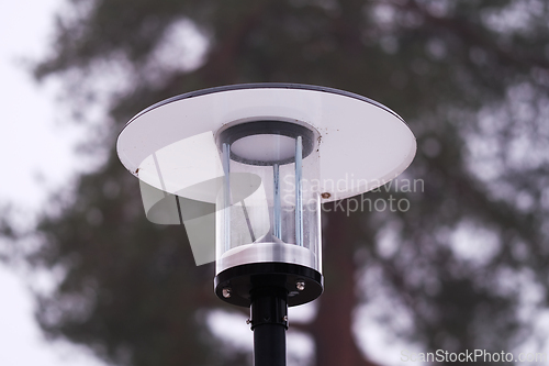 Image of A modern street lamp outside
