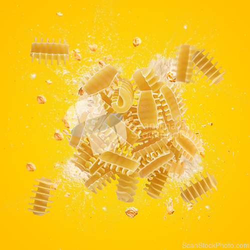 Image of Radiatori pasta exploding