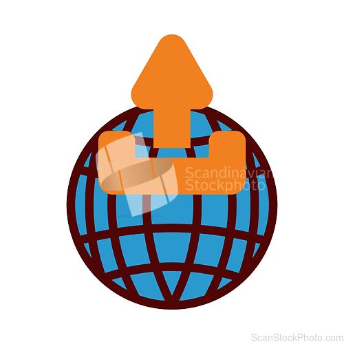 Image of Globe With Upload Symbol Icon