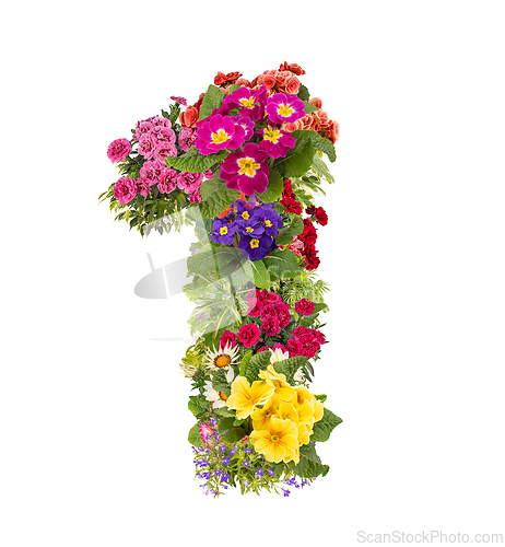 Image of Number one made of flowers