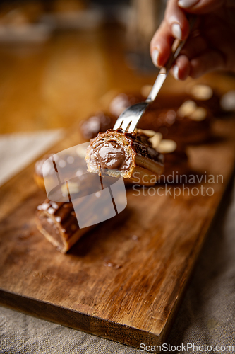 Image of Freshly made chocolate eclairs