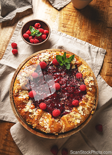 Image of Freshly baked raspberry galette