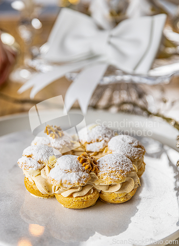 Image of Delicious cream puffs pastry