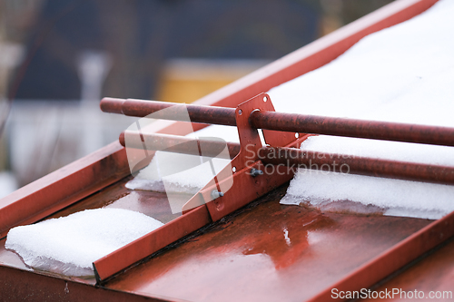 Image of Snow melting on a roof