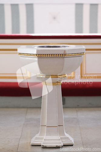 Image of A wooden baptism bowl