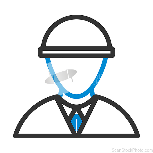 Image of Icon Of Construction Worker Head In Helmet
