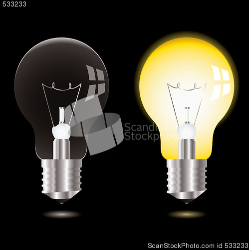 Image of light bulb on off