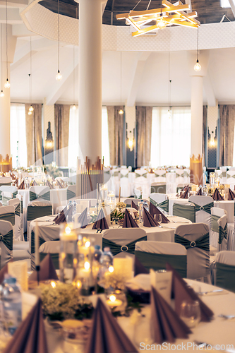 Image of Elegant wedding banquet hall interior
