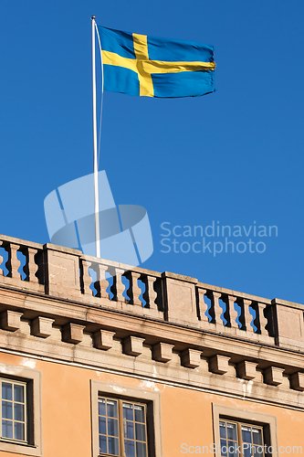 Image of Flag of Sweden on a sunny day