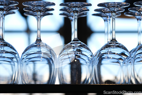 Image of Wine Glasses on a Shelf