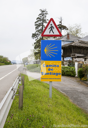 Image of Road sign of Camino de Santiago