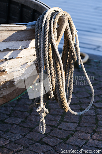 Image of Long rope on a boat