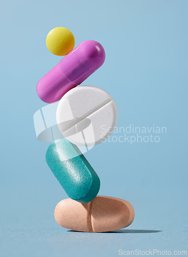 Image of tower of various pills