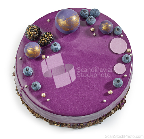 Image of beautiful violet blueberry cake