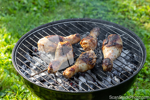 Image of chicken legs on a grill
