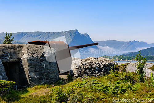 Image of Historic coastal fortification overlooking majestic fjords in No