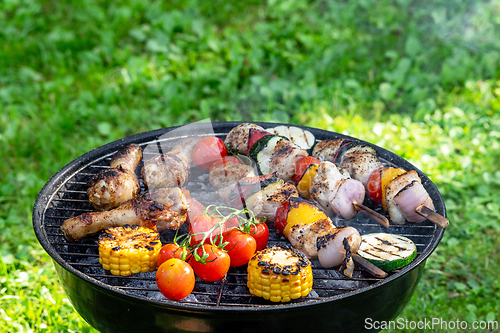 Image of various grilled meat and vegetables