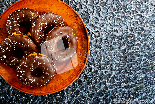 Image of Chocolate cookies rings. Biscuit rings.