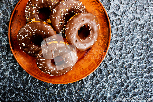 Image of Chocolate cookies rings. Biscuit rings.