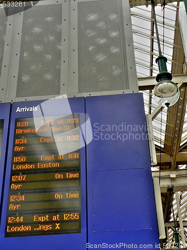 Image of arrival board at train station