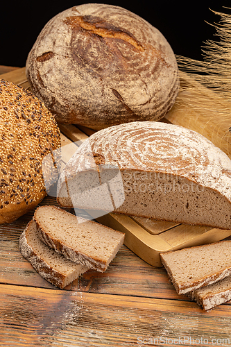 Image of Round loaf of freshly baked rye bread