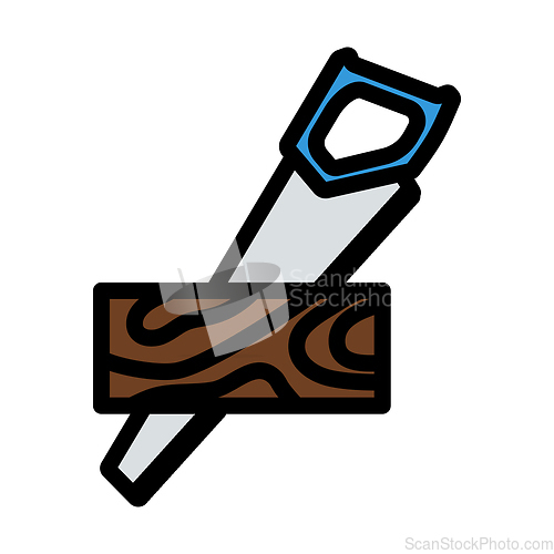 Image of Handsaw Cutting A Plank Icon