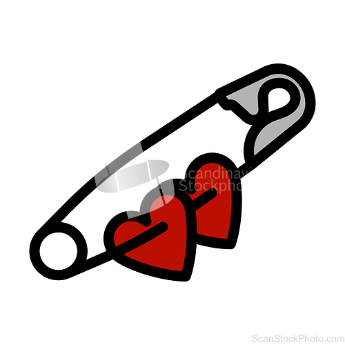 Image of Two Valentines Heart With Pin Icon