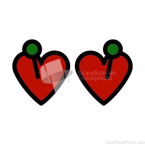 Image of Two Valentines Heart With Pin Icon