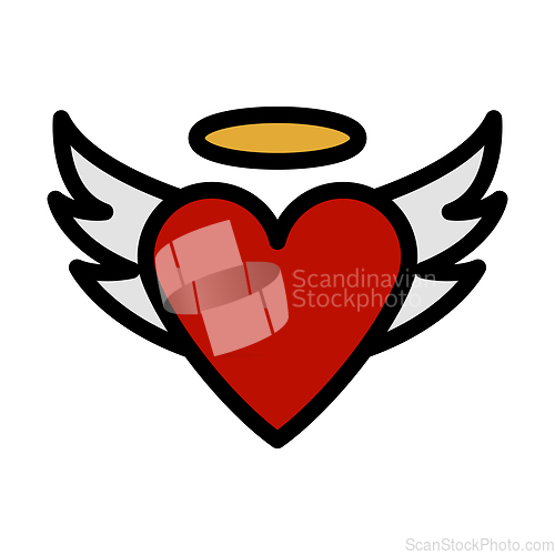 Image of Valentine Heart With Wings And Halo Icon