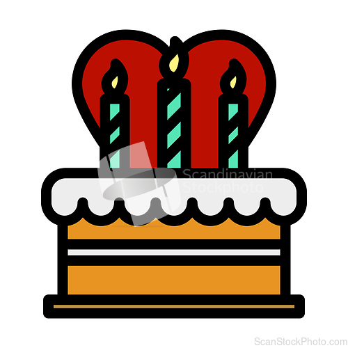 Image of Cacke With Candles And Heart Icon