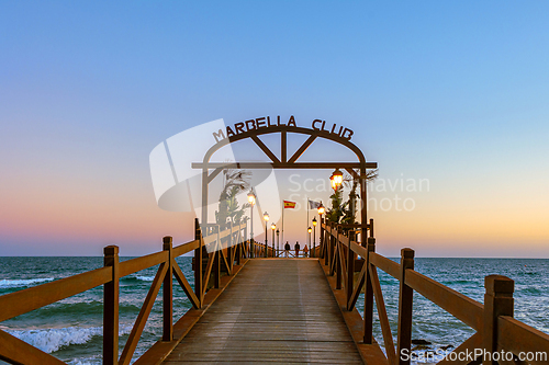 Image of Beautiful Marbella bridge at sunset, Spain