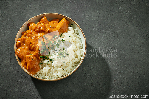 Image of bowl of Chicken Tikka Masala with Rice