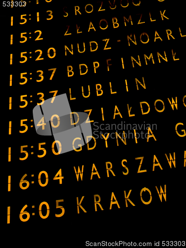 Image of Trains departures board