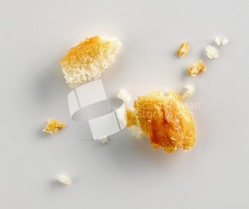 Image of bread crumbs on white background