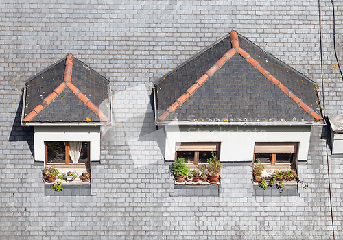 Image of Dormer windows on the roof of a building