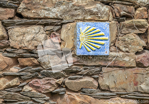 Image of Road sign of Camino de Santiago