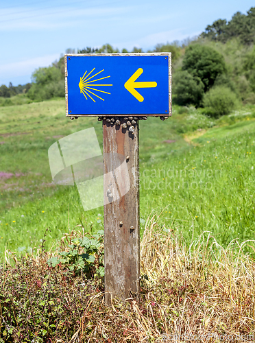 Image of Road sign of Camino de Santiago