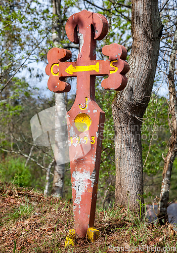 Image of Road sign of Camino de Santiago