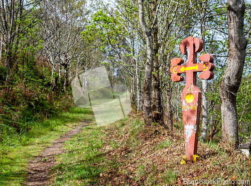 Image of Road sign of Camino de Santiago
