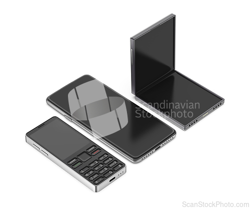 Image of Different types of mobile phones