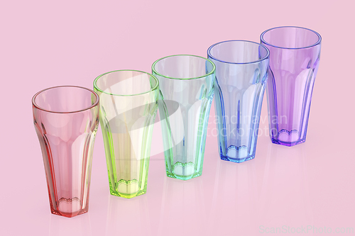 Image of Five colorful hexagonal glasses