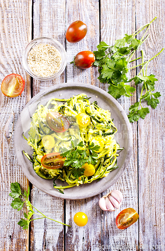 Image of Raw Green Organic Zucchini Noodles