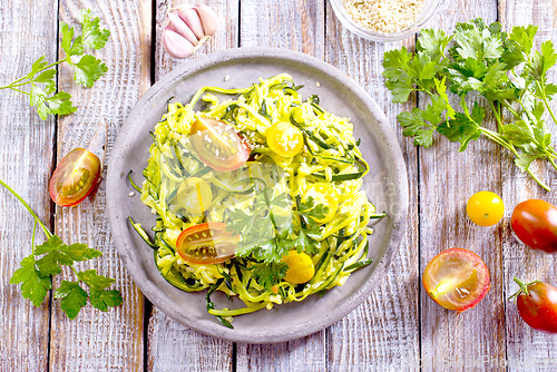 Image of Raw Green Organic Zucchini Noodles