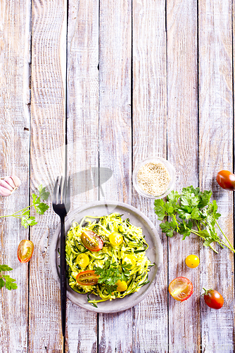 Image of Raw Green Organic Zucchini Noodles