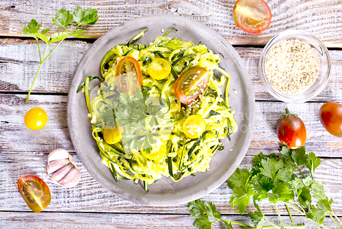 Image of Raw Green Organic Zucchini Noodles