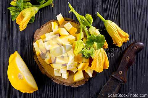 Image of Fresh patisons on wooden table