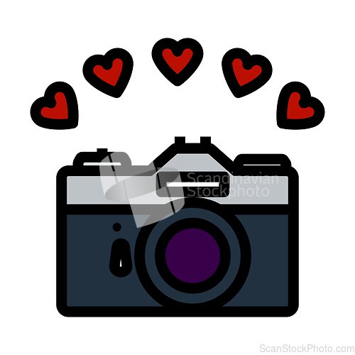 Image of Camera With Hearts Icon