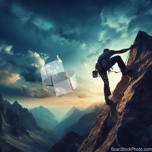 Image of rock climber reaching goal